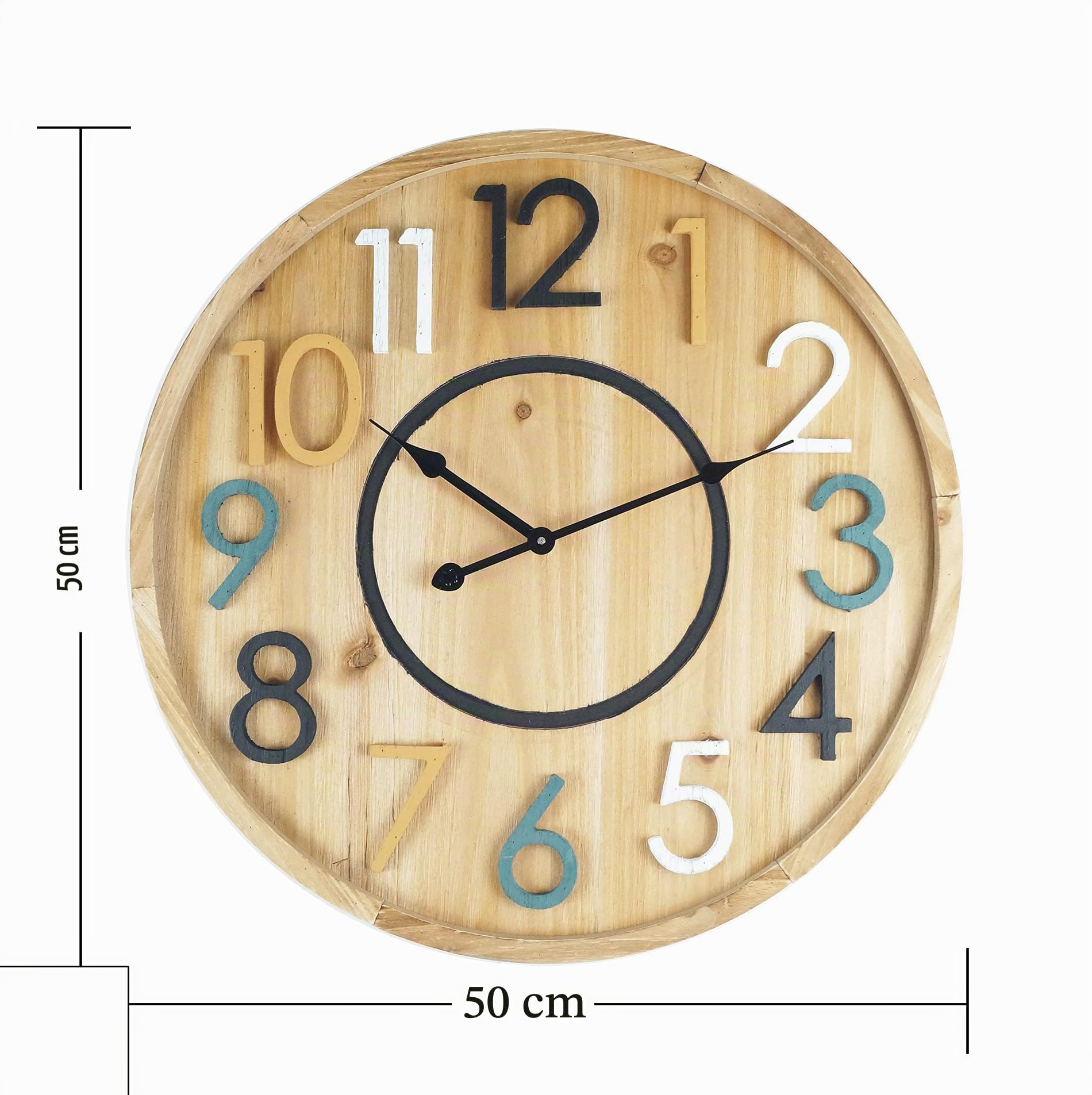 Rebecca Mobili Orologio Da Parete Legno, Orologi Da Appendere Design, Mdf, Rotondo, Home Decor - Diametro 50 cm x P 4,5 cm - Art. RE6592