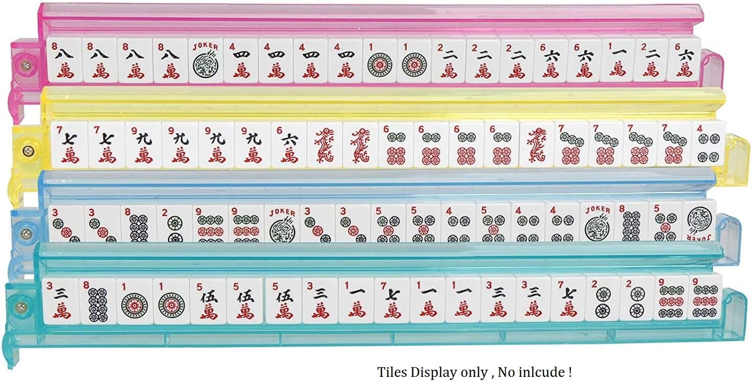 C&H Solutions ~ Acrylic Mahjong Mah Jongg Rack and Pusher Combo ,Mah Jong Combo Racks- Multi - Color - Set of 4