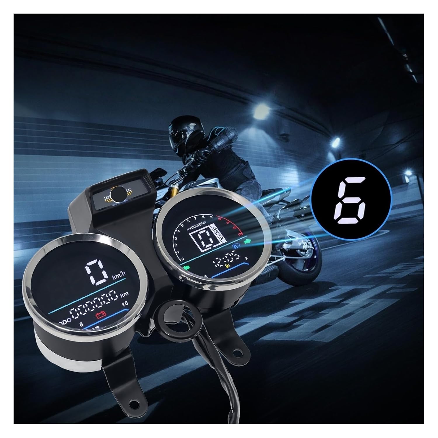 Motorcycle Speedometer Gauge Universal Motorcycle Meters Digital Tachometer 0~13000rpm Dashboard Fuel Display Voltage Meter for Gn 125