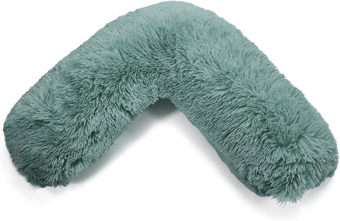 Nightzone Teddy Cuddles Teal Teddy V Shaped Complete V Pillow Or V Case Only For Neck Maternity Back Support Soft Warm Plush Cosy Fleece V Shape Cover (, Teddy Cover With V Pillow)