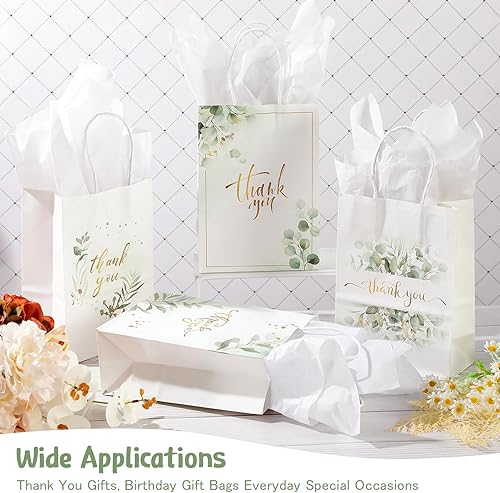 Miniatura 6 de Colarr Paquete de 60 bolsas de regalo de agradecimiento con bolsa de papel de seda, bolsa de papel con asa giratoria para boda, cumpleaños, baby