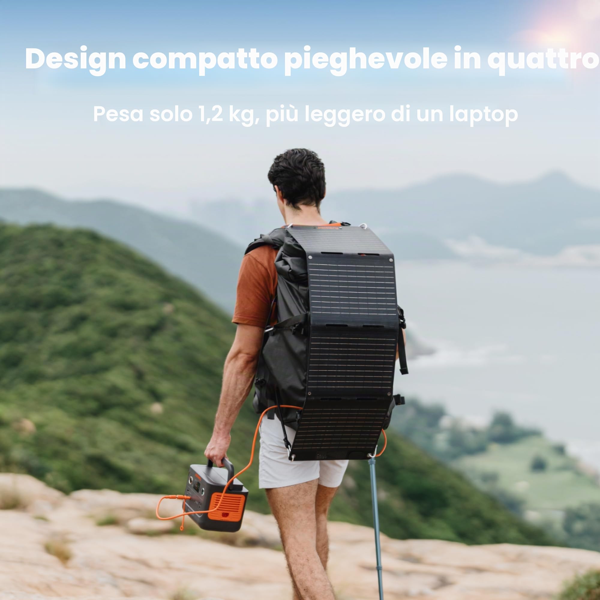 Jackery Pannello solare portatile da 40 W, con porte USB-C e USB-A | Caricabatterie solare pieghevole a forma di libro, compatibile con Jackery 100Plus/240 v2, IP68 impermeabile