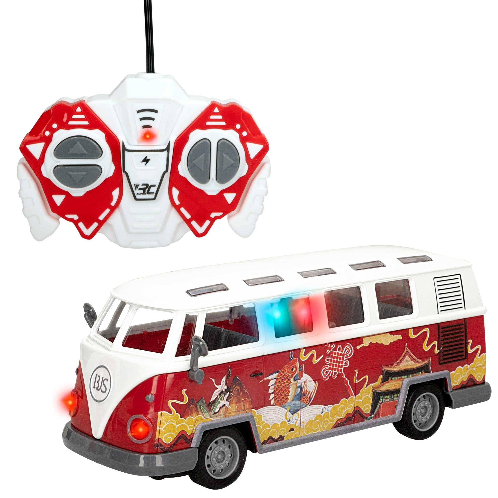 ColorBaby Speed & Go - Autobús teledirigido con Luces de Colores, Bus radiocontrol, Retro, Escala 1:30, Mando 27 MH.z, 5 km/h, 4 Funciones, Coches teledirigidos para niños, 4 años, 47530