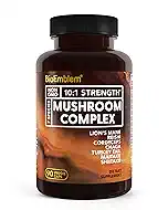BioEmblem Mushroom Complex - 10:1 Strength and 7 Species - Lions Mane, Reishi, Cordyceps, Chaga, Maitake, Shiitake Mushroom Supplement - Immunity, Energy & Focus, Brain - Non-GMO, Vegan - 90 Caps