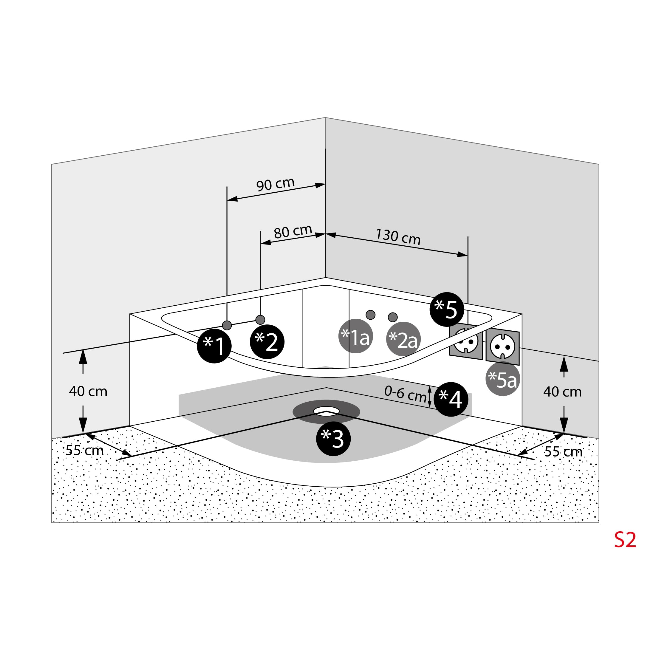 AcquaVapore Whirlpool Pool Badewanne Eckwanne Wanne W06H-SC 152x152cm aktive Schlauch-Reinigung