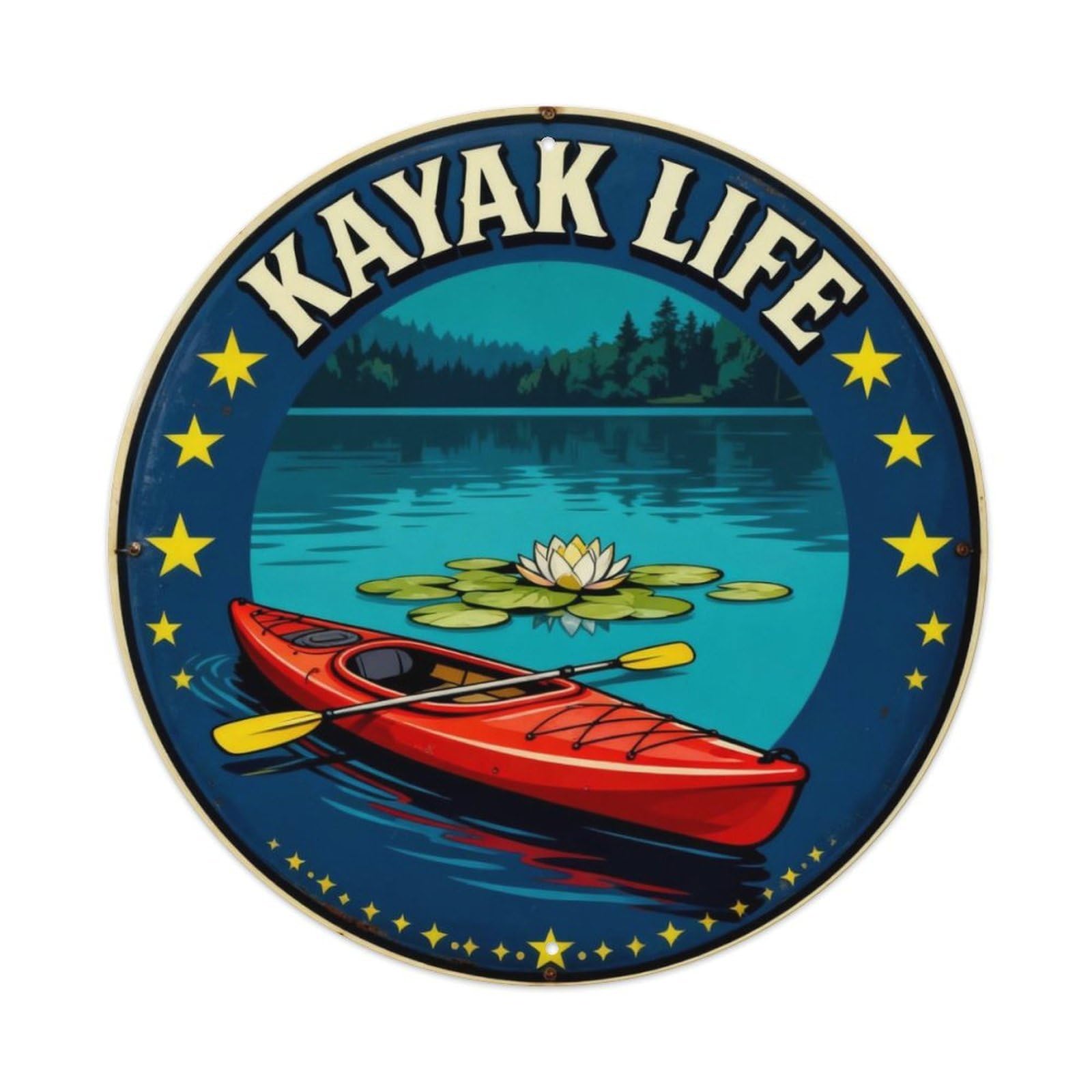 Kayak Life Lake Sign Metal Tin Sign Plaque