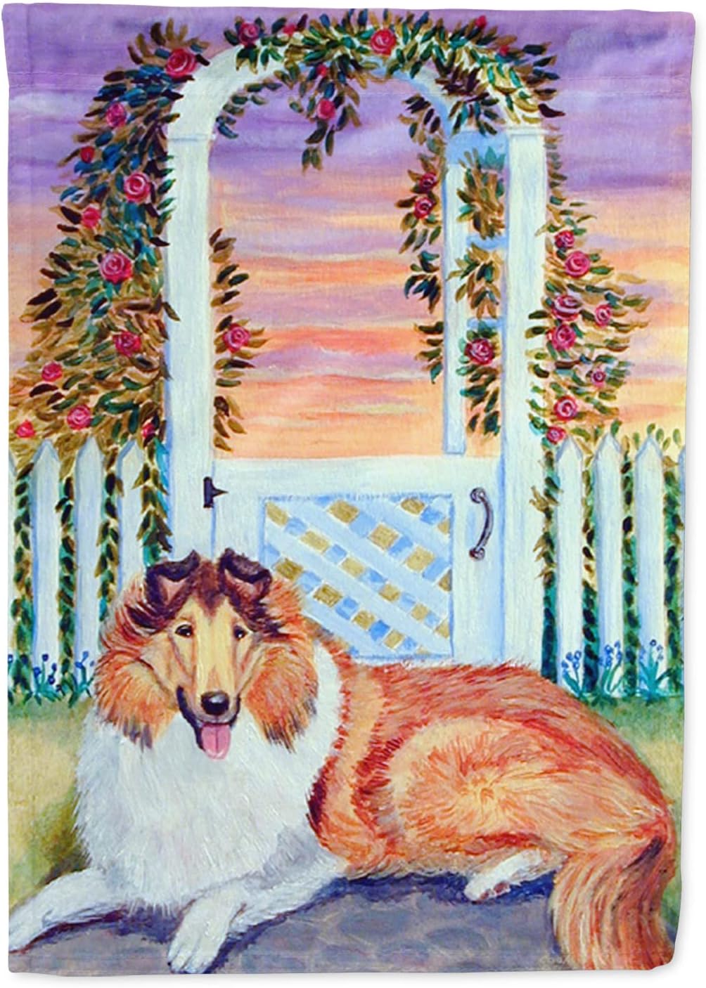 Caroline's Treasures 7147CHF Collie House Flag Large Porch Sleeve Pole Decorative Outside Yard Banner Artwork Wall Hanging, Polyester, House Size, Multicolor