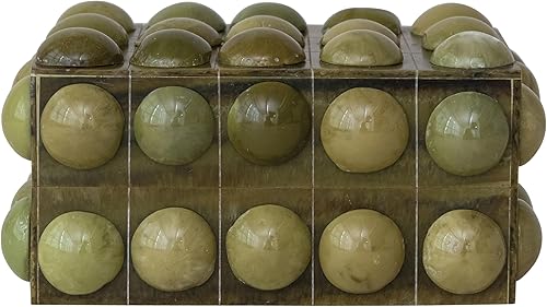 Miniatura 1 de Creative Co-Op Caja de bobina de resina de mármol hecha a mano, verde