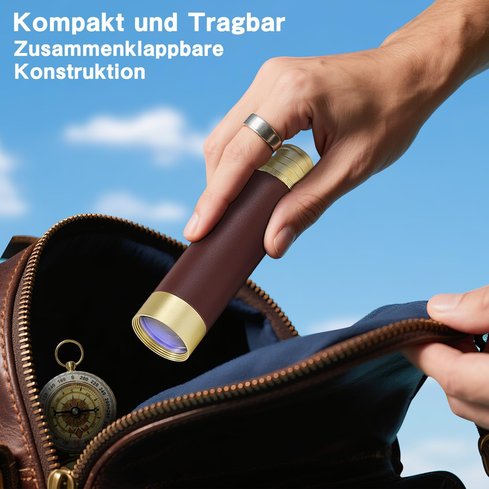 Retro Pirat Teleskop Monokular 25x30 Zoomable Vintage Kapitän Jack Spyglass BAK-4 Linse Fernrohr Kinder with Kompass Faltbar Tragbar Pocket Monokular Erwachsene für Outdoor Camping
