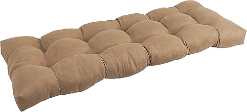 Miniatura 7 de Blazing Needles Cojín de banco copetudo de microgamuza, 60" x 19", chocolate