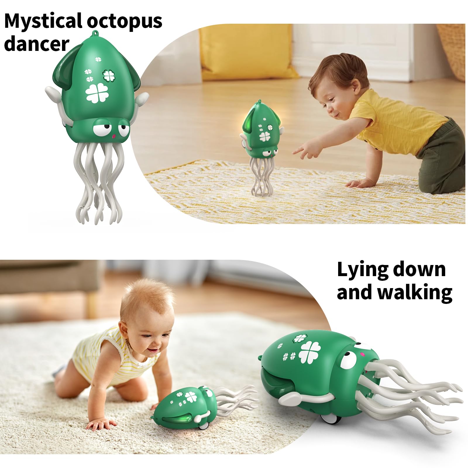 Smalody Smart Dancing Octopus Toy with LED Lights and Music, Rechargeable Interactive Baby Toys with Obstacle Avoidance - Image 2
