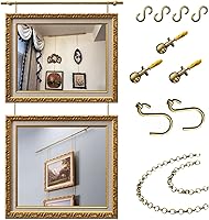 MEUBLLY Brass Picture Rail Hanging System 60cm - Gallery Wall Kit with Chains, Hooks, 5kg Load for Art Frames & Home Decor