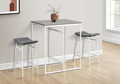 Miniatura 5 de Dining Table, 32" Rectangular, Counter Height, Small, Laminate Top, Kitchen, Grey Laminate, White Metal, Contemporary, Modern