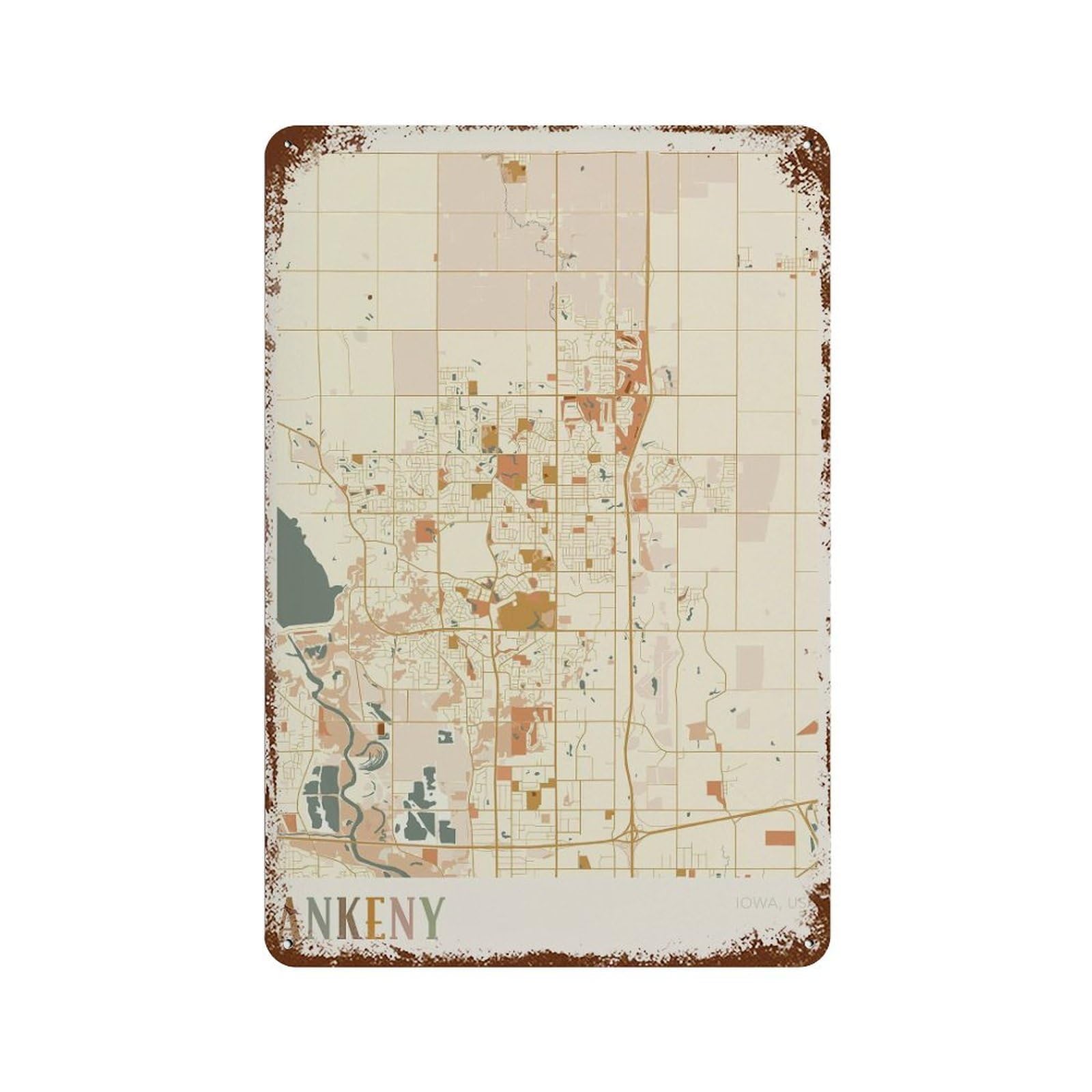 xiaoxiaoshen Ankeny Map Iowa Travel Gift Boho (2) Wall Decor Art Metal Tin Poster Modern Home Decor Art Home Bar Shop Decorations Vintage Sign 30x20cm