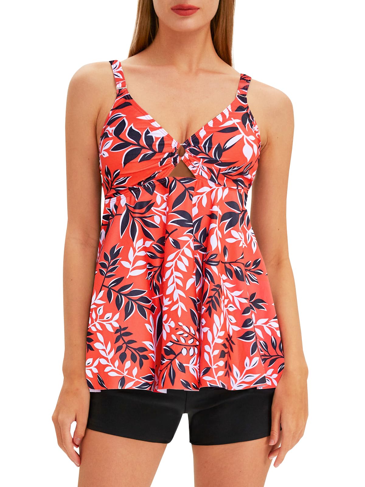 Jollkichay Tankini Swimsuits for Women Tummy Control Swimsuit Modest Tankini Top with Boyshort Bathing Suits Swimwear