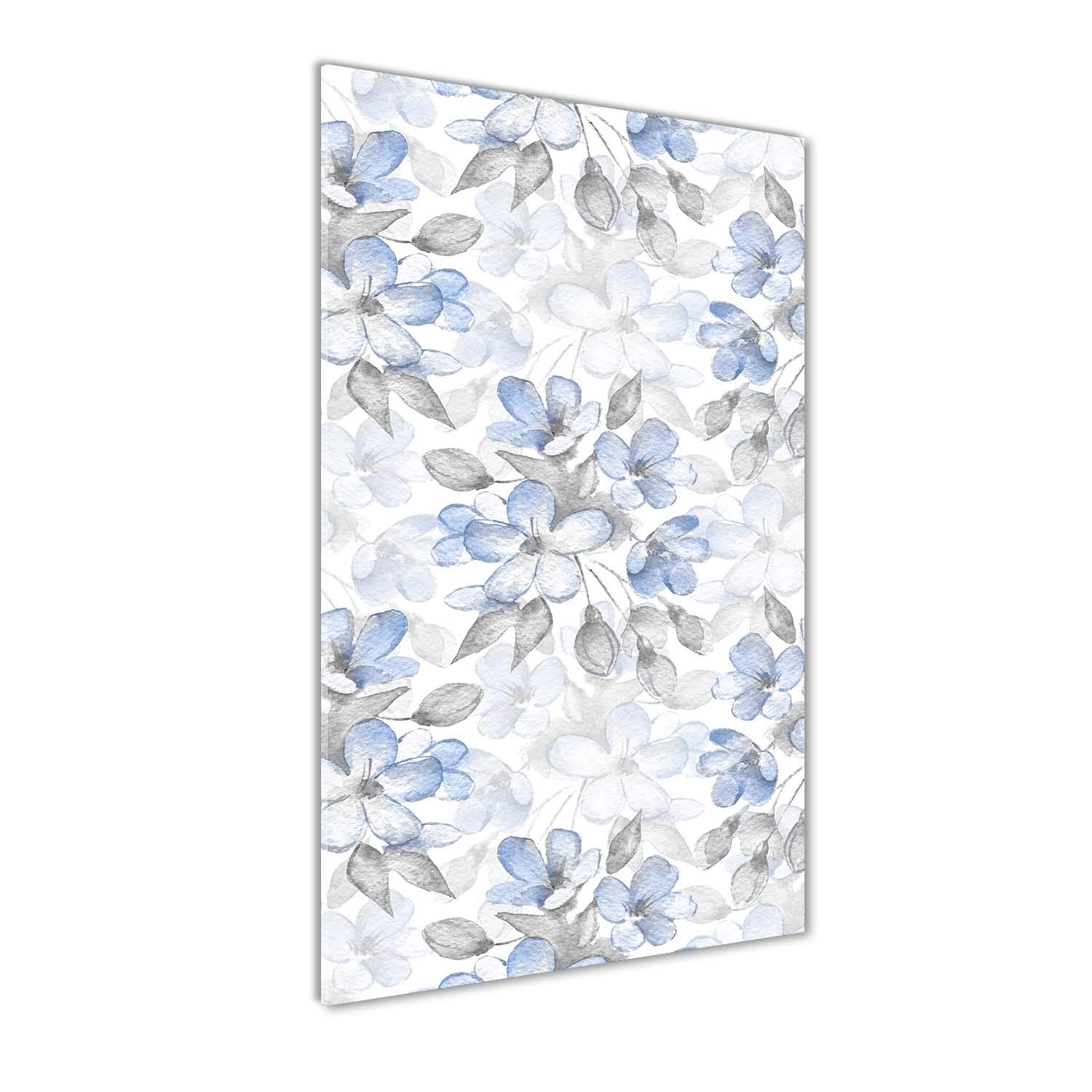 Déco mural derrière le plastique incassable tableau fleurs bleu plexiglas Tulup