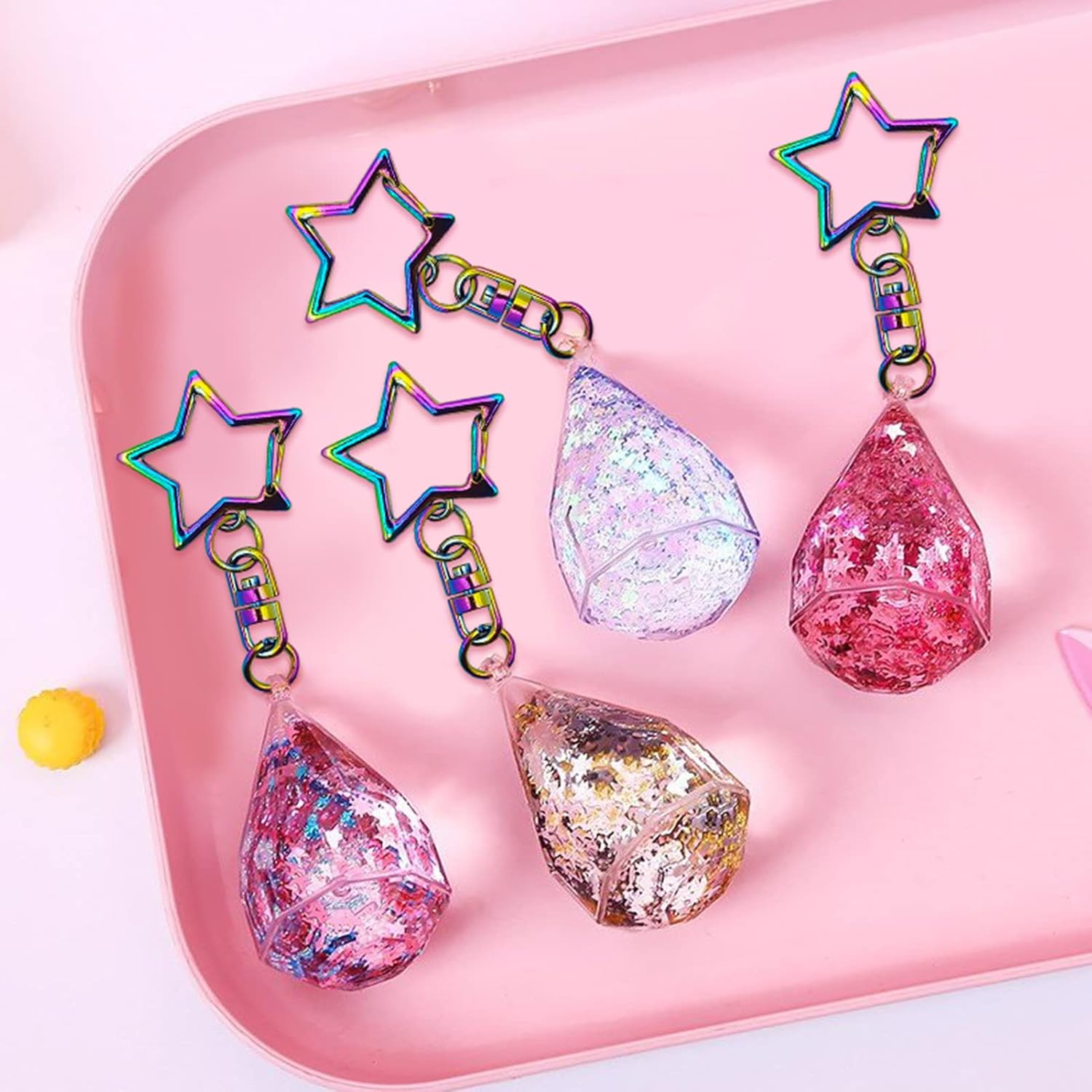 30pcs Star Shaped Spring Snap Keychain Clip,Metal Swivel Clasp Snap Hook Key Ring with Chain Hanging Buckle with Open Jump Ring Connector for DIY Crafts Key Ring Making,Bag Accessories(Rainbow) - Image 5