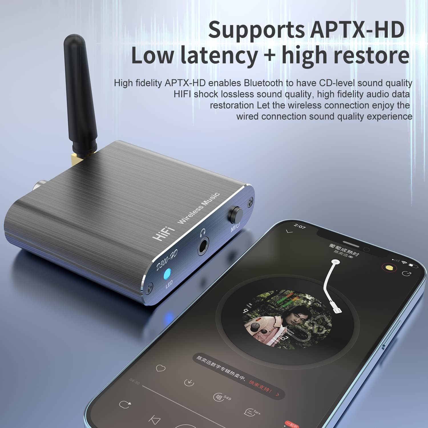 Receptor Bluetooth para estéreo doméstico, adaptador DAC Bluetooth 5.3 con salida RCA/óptica/AUX de 3.5 mm. Convierte altavoces con cable en receptor de audio inalámbrico de alta fidelidad para