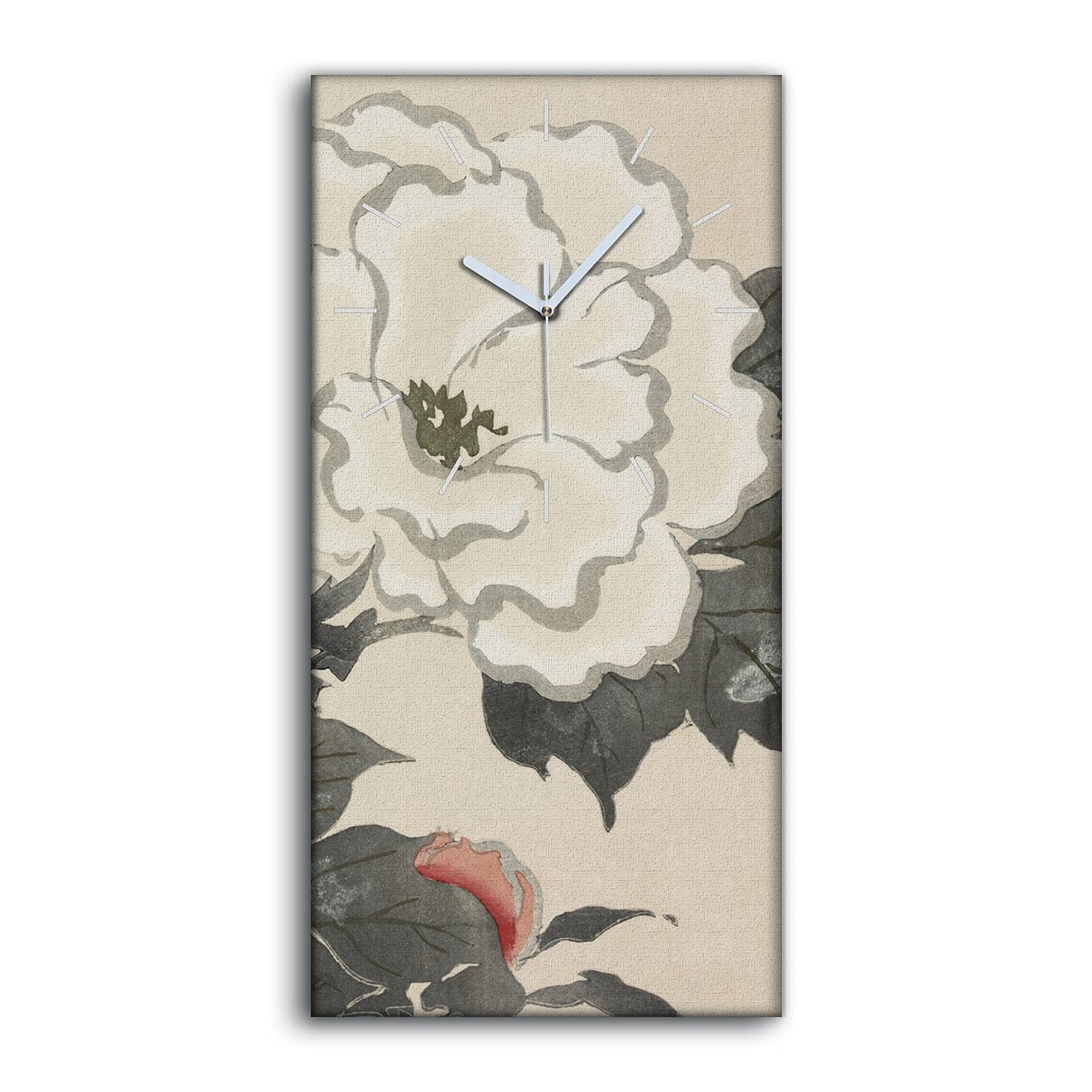 Horloge sur toile 30x60cm art mural salon chambre fleurs