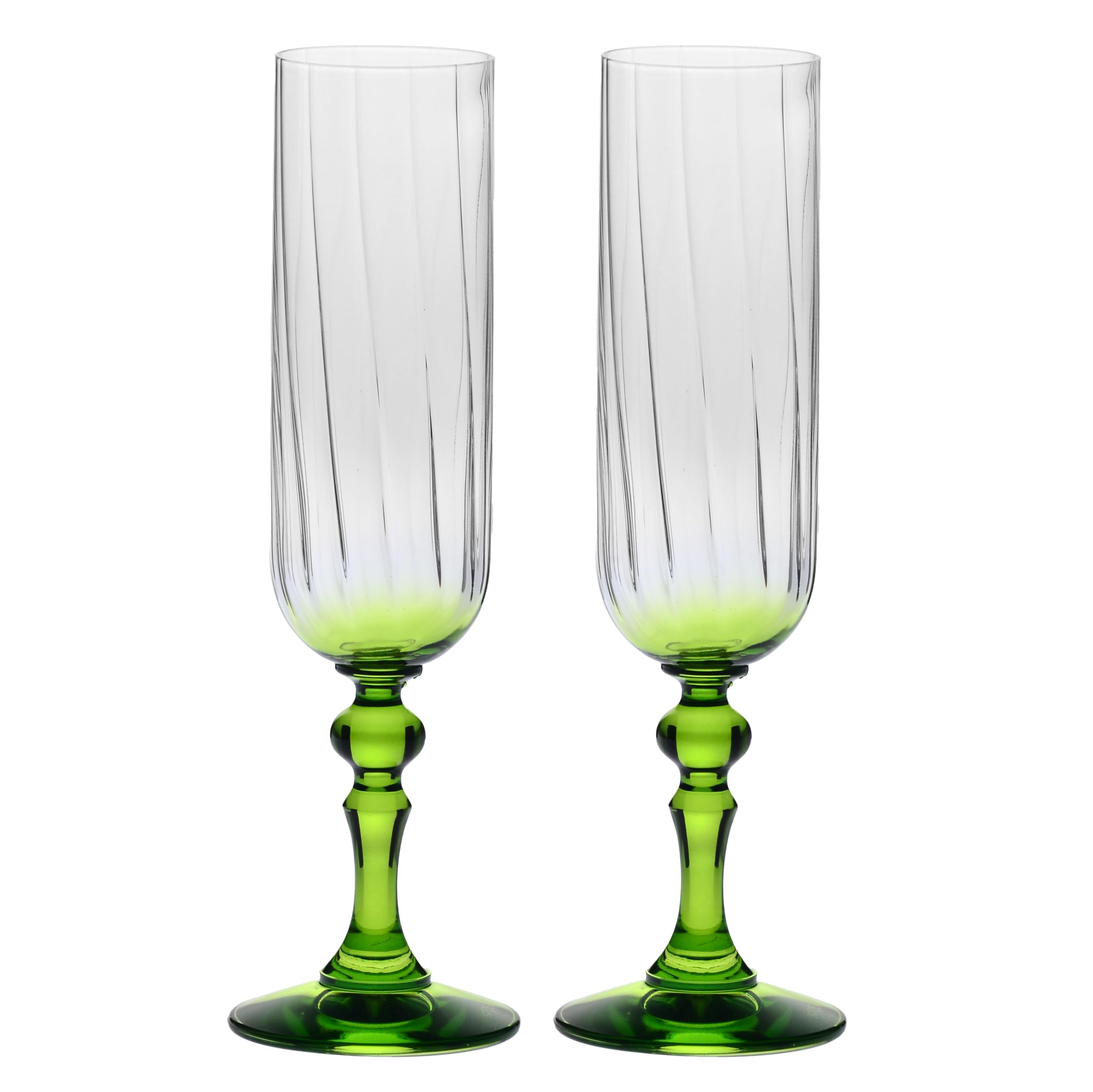 Krosno Champagne Glasses Set of 2, 220 ml, Light Green, Bubble Collection