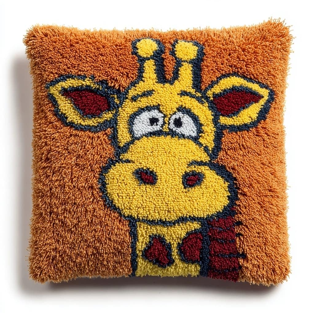 AxiangziK Latch Hook Pillow Kits with Yarn,Cartoon Giraffe