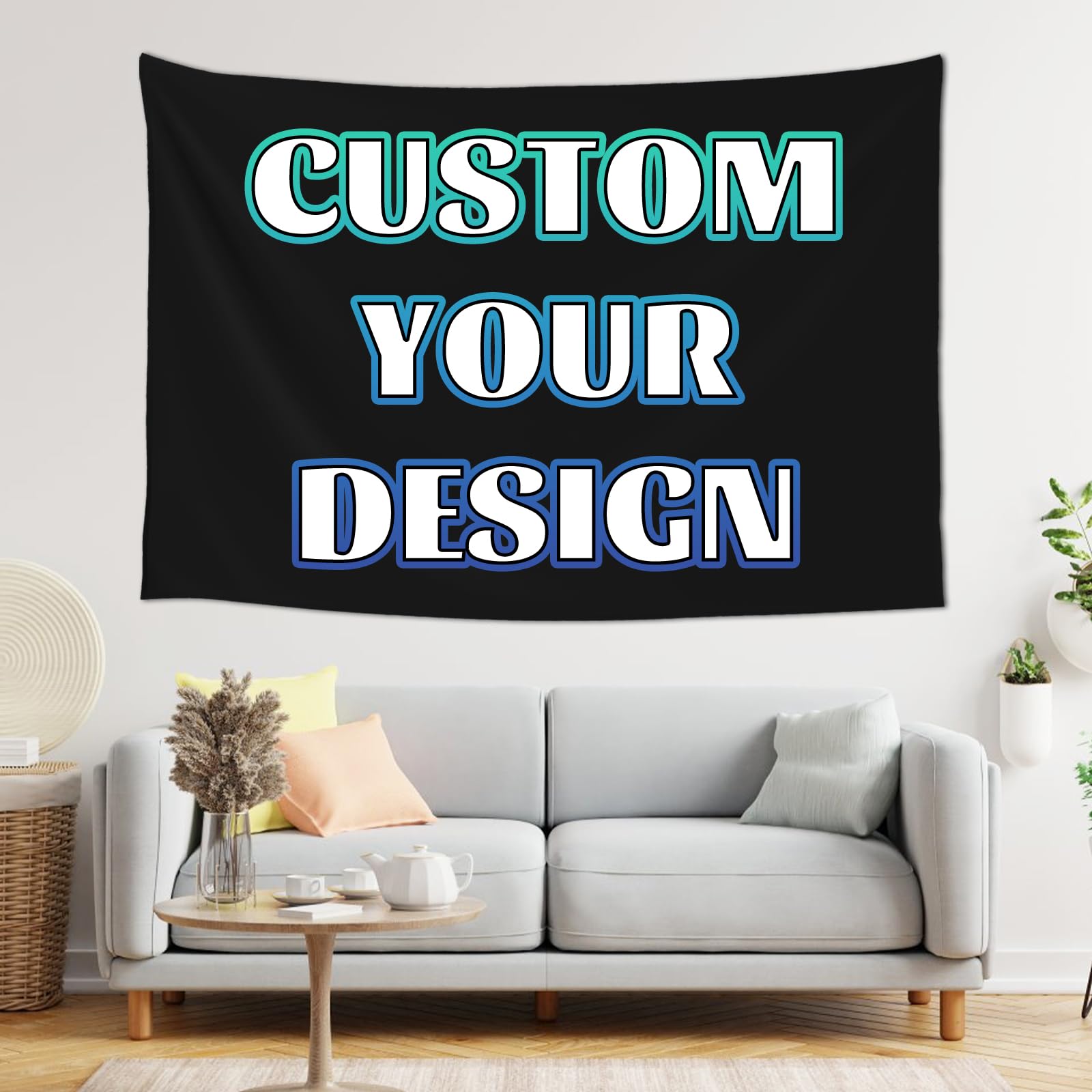 Xunqi Xufa Horizontal-1Photo Custom Tapestry With Photo Text, Personalised Photo Wall Tapestry, Customised Backdrop Banner, Customized Your Own Tapestry For Home Decor Wedding Graduation Birthday Party (Horizontal-1Photo)