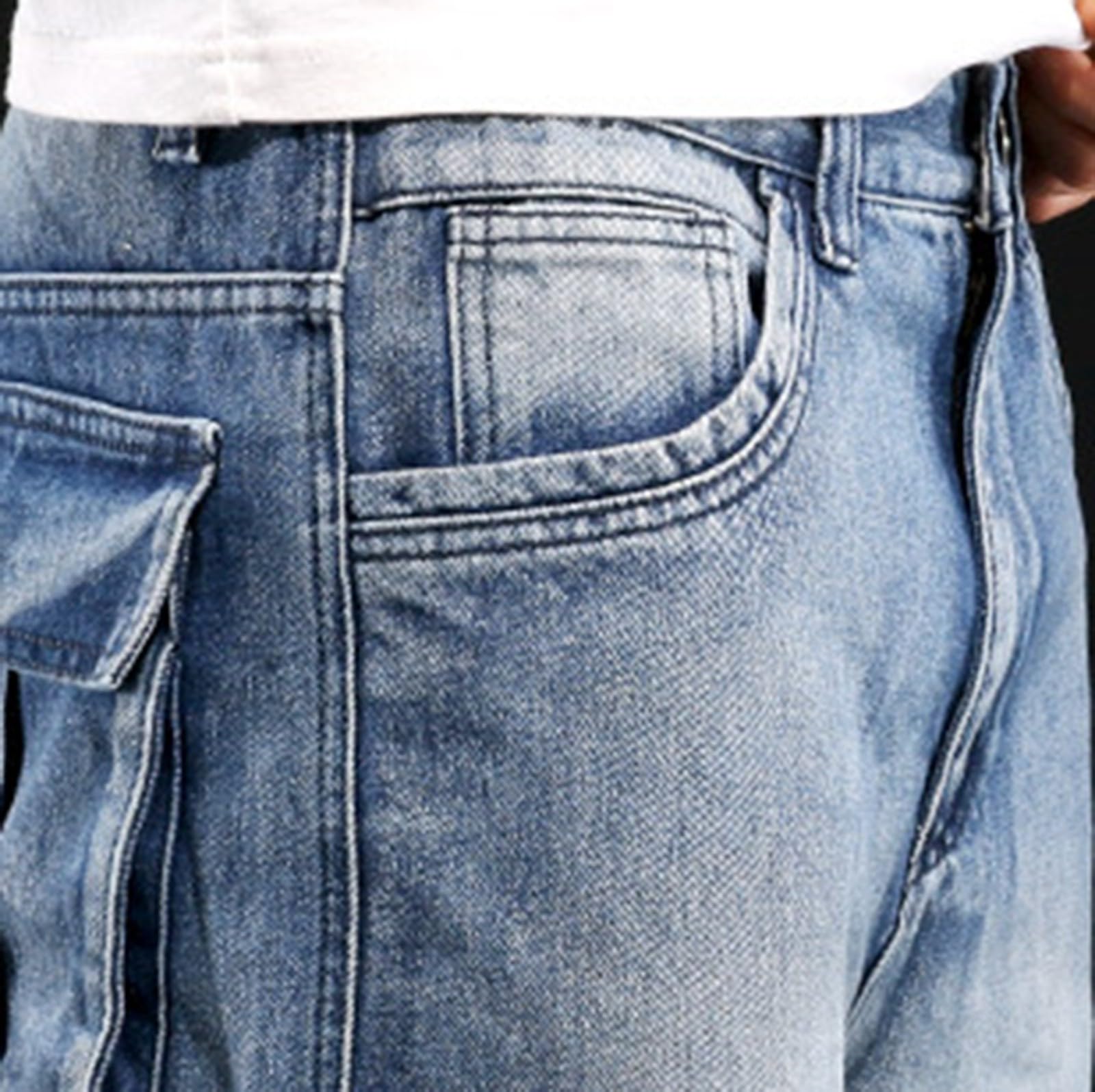 Pantalones vaqueros cargo para hombre, pantalones vaqueros con múltiples bolsillos, pantalones vaqueros resistentes a la abrasión, prácticos, pantalones cargo de tallas grandes, holgados, elásticos