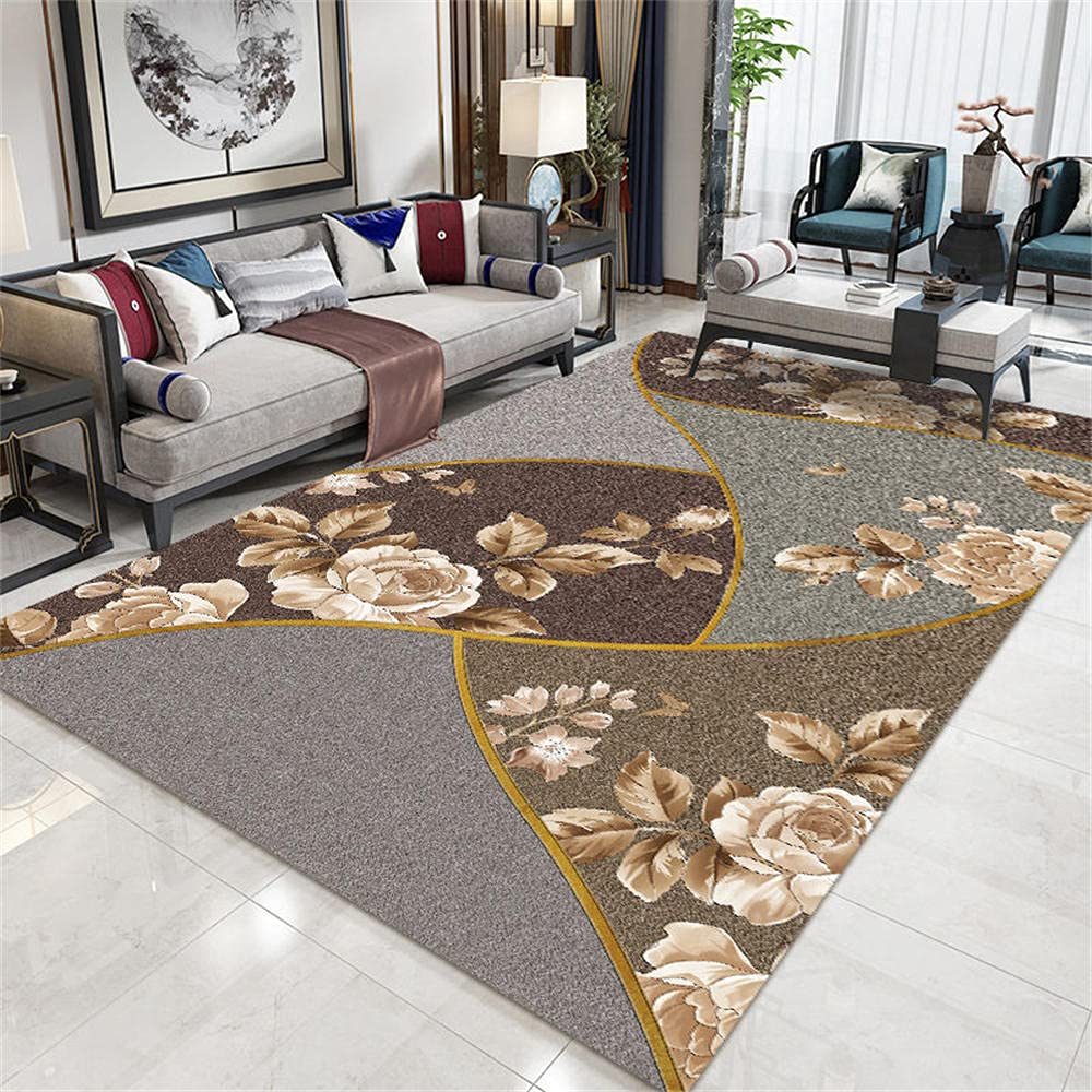Tapis de salon moderne motif branches d'or pour créer un coin lecture doux et cocooning