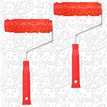 2 Pcs 7 Textured Paint Roller, Rubber Pattern Paint Texture Roller Drywall Texture Rollers for Ceiling Mud Clay Furniture Wall DecorationEG323T