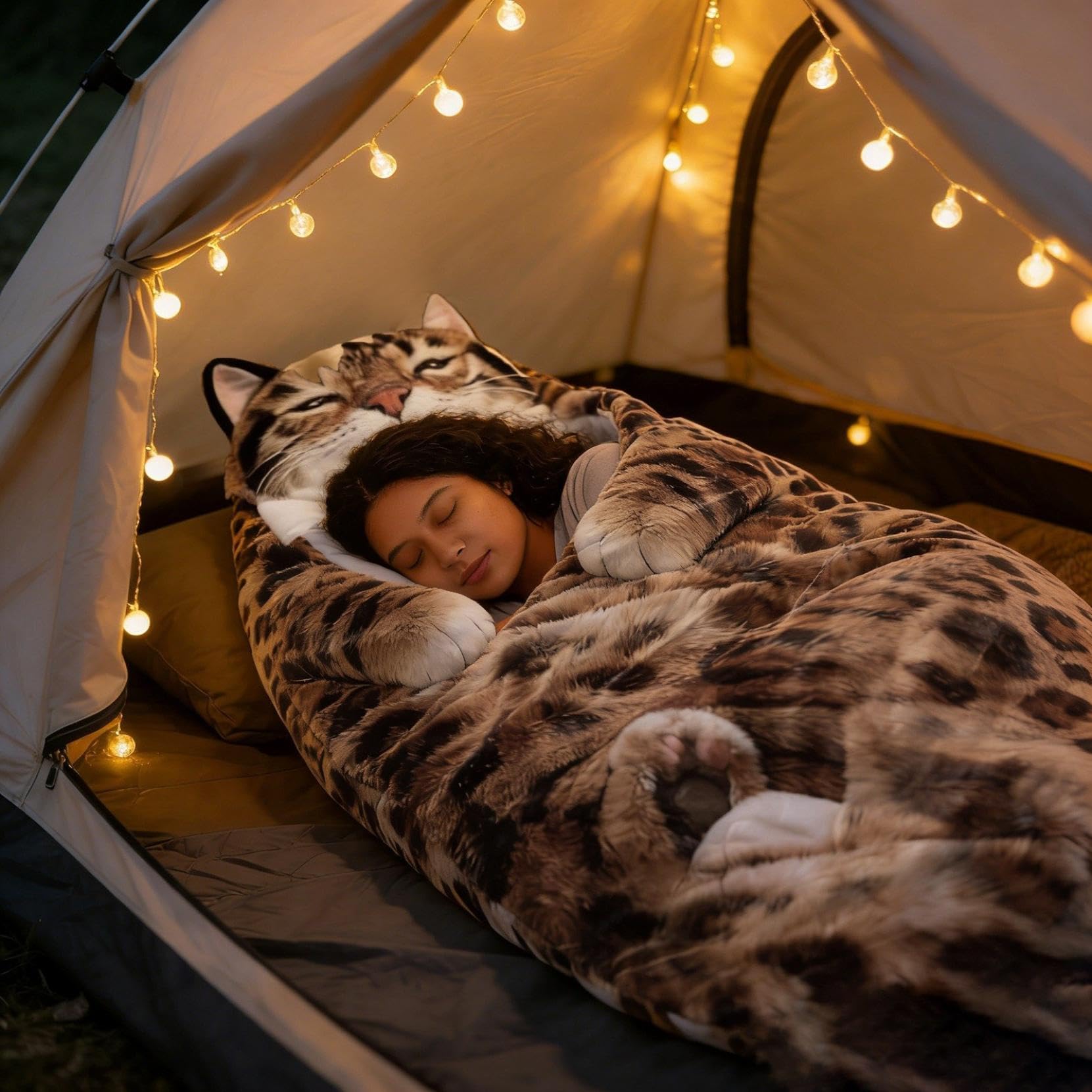 Sac de couchage pour chat pour homme, sac de couchage moelleux pour adulte, motif enveloppe géante en peluche pour le camping et les soirées pyjama, couverture de détente en polaire douce et chaude