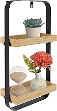 Gadgy Oblongo Wood Metal and Bamboo Floating Wall Shelf for Kitchen, Bedroom or Living Room - Modern Home Decor - 50 x 24 x 12 cm