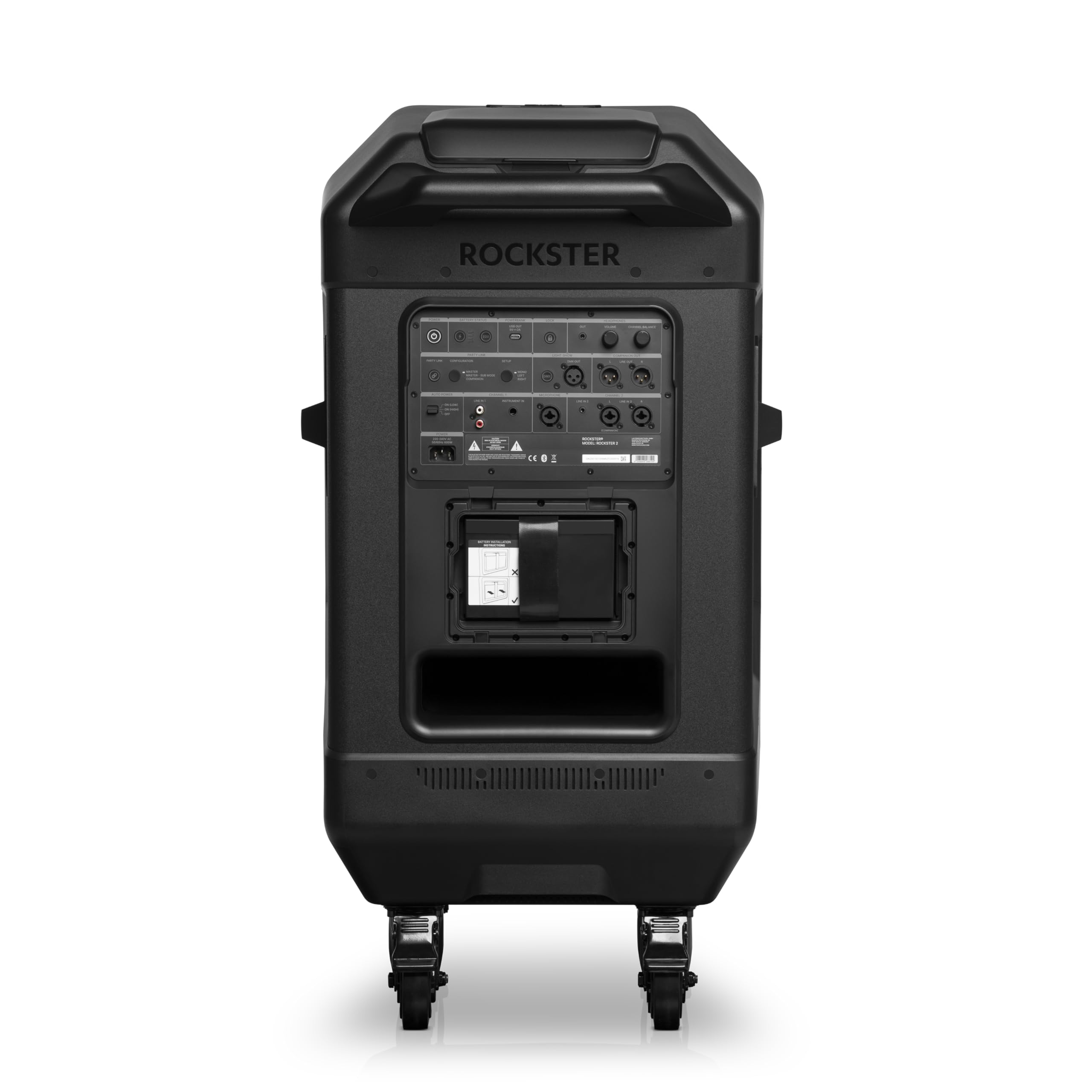 Teufel ROCKSTER 2 - Großer Bluetooth Lautsprecher - Mobiles Event Sound System mit Rollen, 440 W, mit Langer Akkulaufzeit, 380 mm Tieftöner, Schnellladefunktion, Robust Party Speaker
