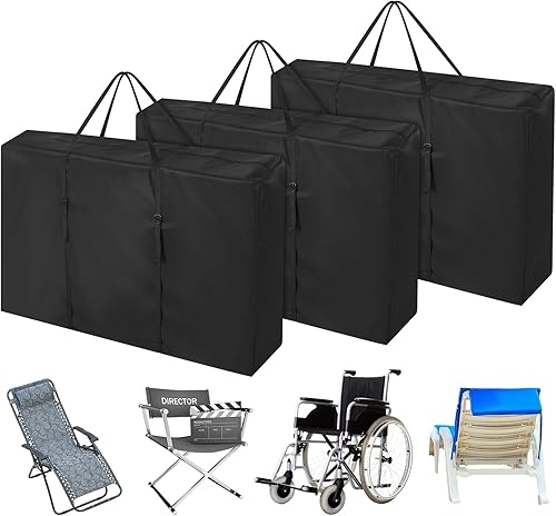 3 piezas grandes plegables para sillas de almacenamiento, fundas de gravedad cero, bolsa de servicio pesado, funda de transporte para mesa de