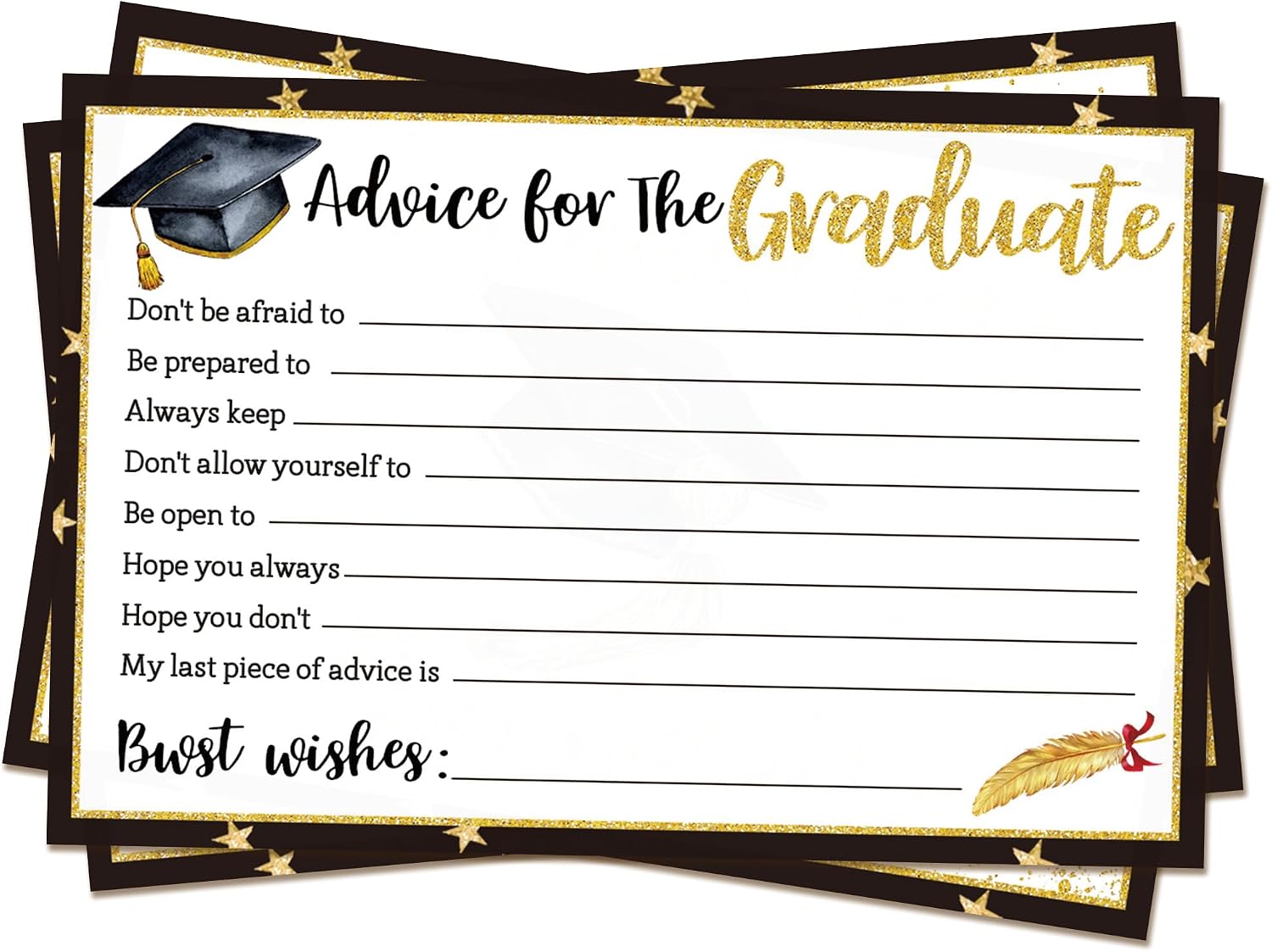 4" X 6" Graduation Wish & Advice Cards - 30Pcs Graduation Party Supplies Advice Cards, Class Of 2026 Graduation Party, Graduation Advice Cards, Suitable For/High School/University (Simple) - A05