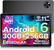 DOOGEE U11 Pro Android 16 Tablet 11 Pulgadas, 30GB RAM+256GB ROM/2TB TF, Gemini AI Tablet Gaming Octa-Core, HD IPS 90Hz, 8580mAh Batería, 5G WiFi/Widevine L1/13MP+5MP/ Face ID/GMS Tablets para Niños