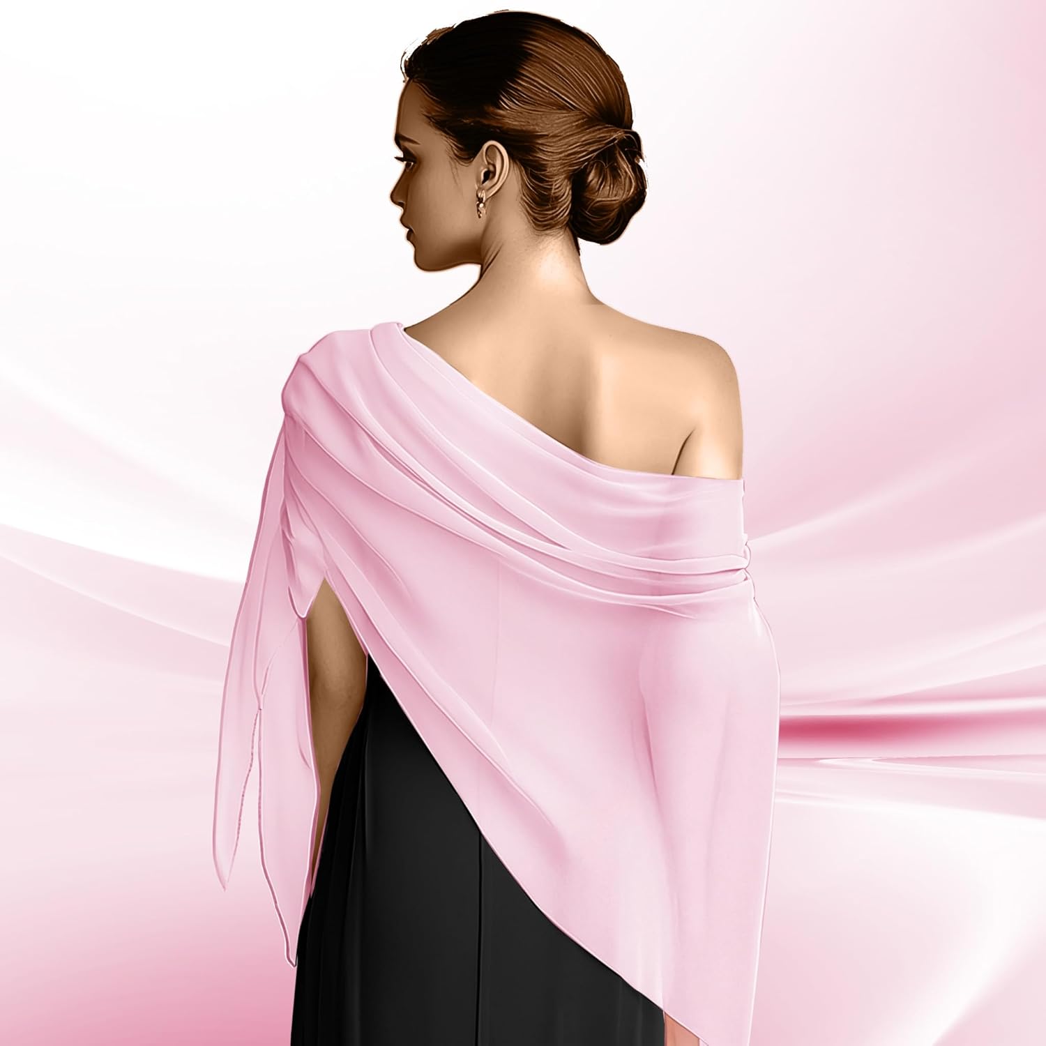 Chiffon Scarf,Soft Breathable Chiffon Shawls and Wraps,Silky Women's Hijab for Evening Dresses Wedding Bridal Scarves - Image 3