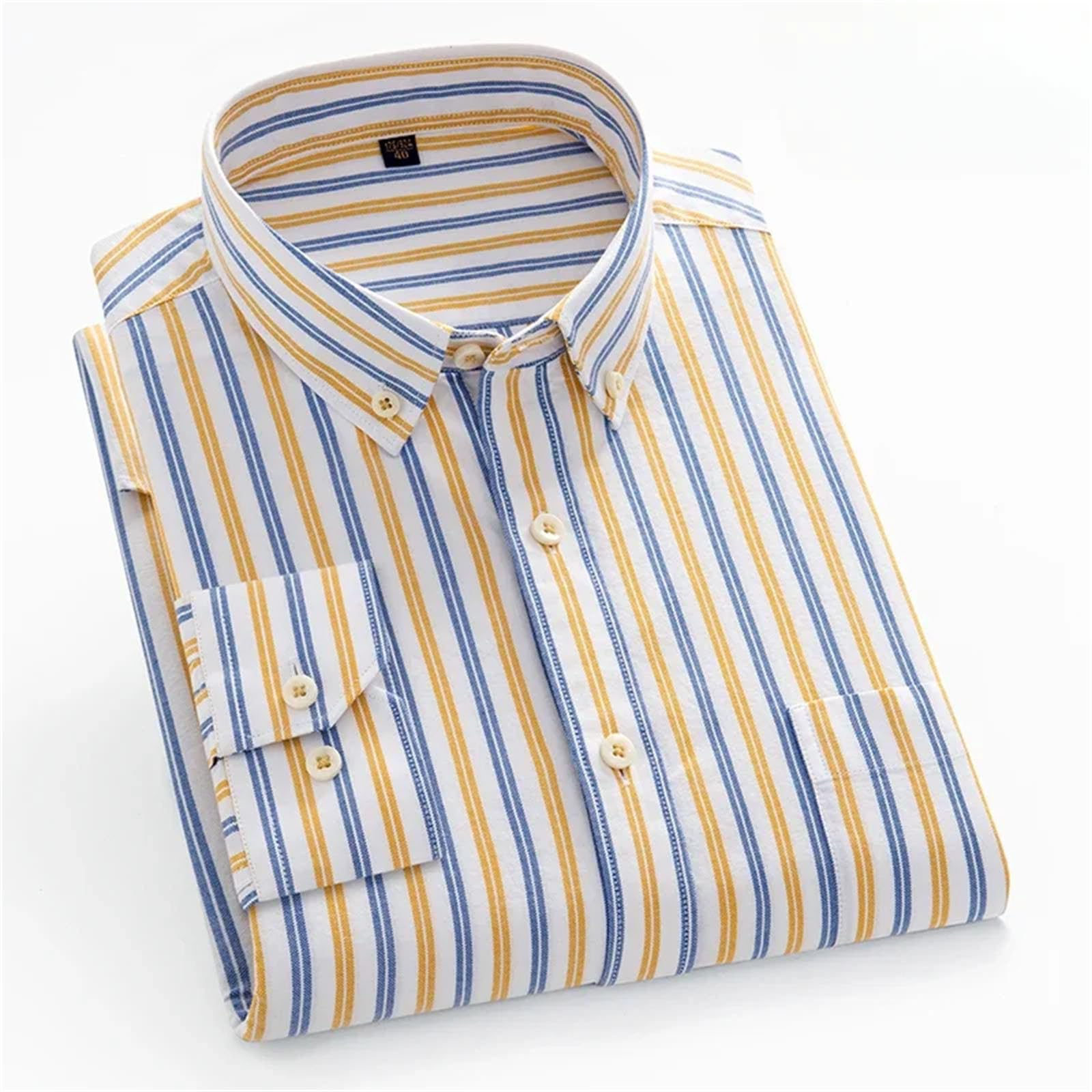 Camicia da uomo a maniche lunghe casual in cotone Oxford slim fit morbida ufficio formale elegante camicia