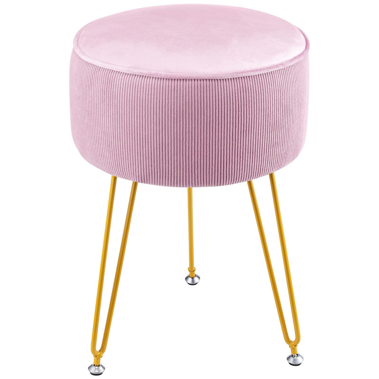 Youyijia Dressing Table Stool, Round Vanity Stool, Stool Chair for Dressing Table, Comfortable Padded Makeup Stool for Bedroom Living Room, Pink