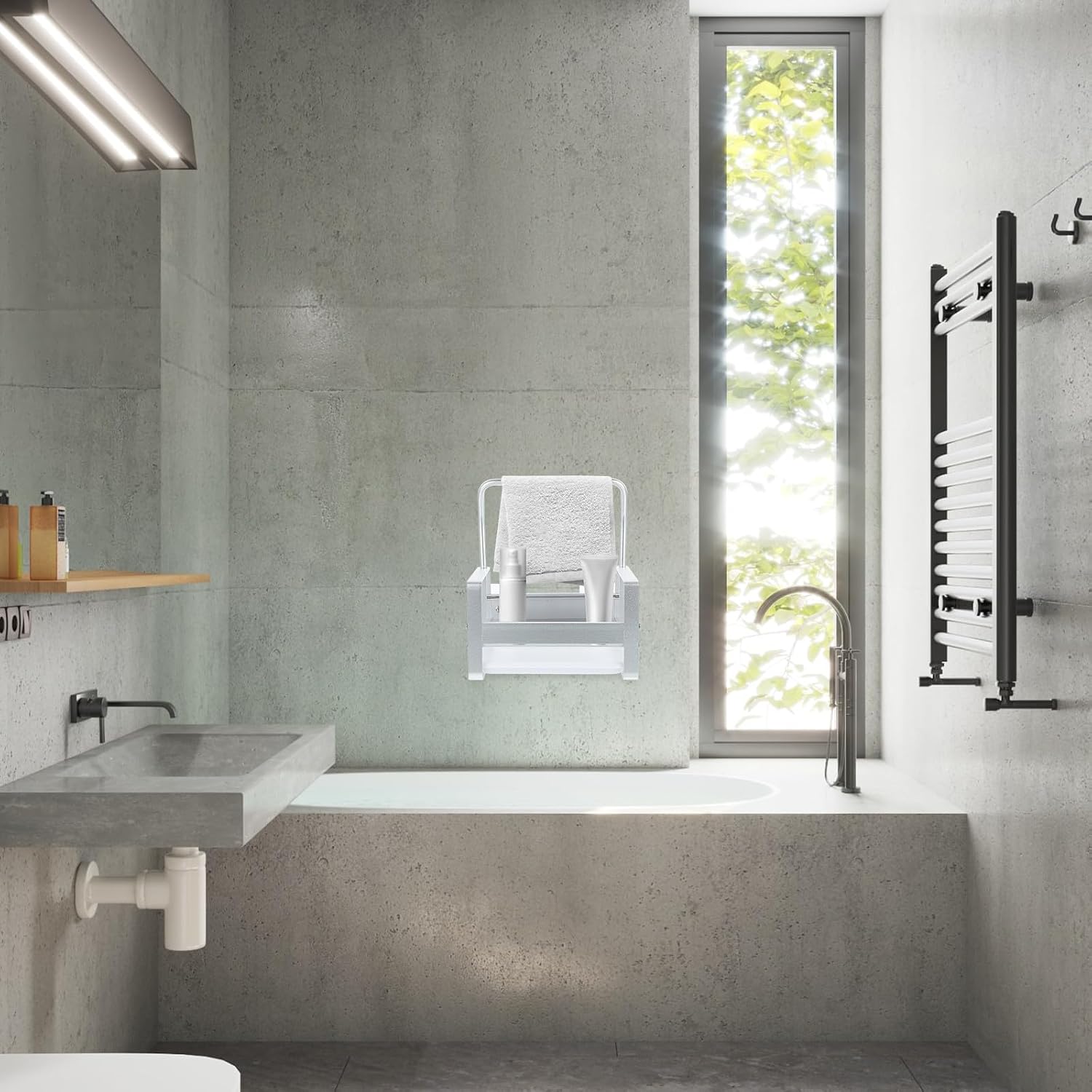 Bathroom Storage Rack Hanging Rack Wall Mounted Stainless Steel with Thickened Material and Larger Spacing, Easy to Maintain Towel and Toiletries Holder for Bathroom Organization