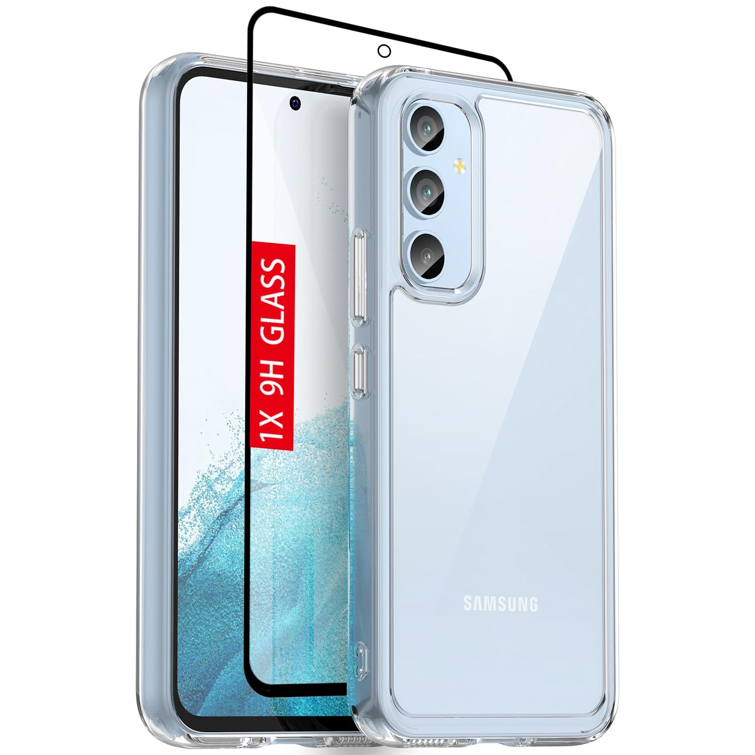 for Samsung Galaxy A54-5G Case: Military-Grade Shockproof Phone Cover with Tempered Glass Screen Protector, Anti-Scratch & Reinforced Bumpers - Crystal Clear