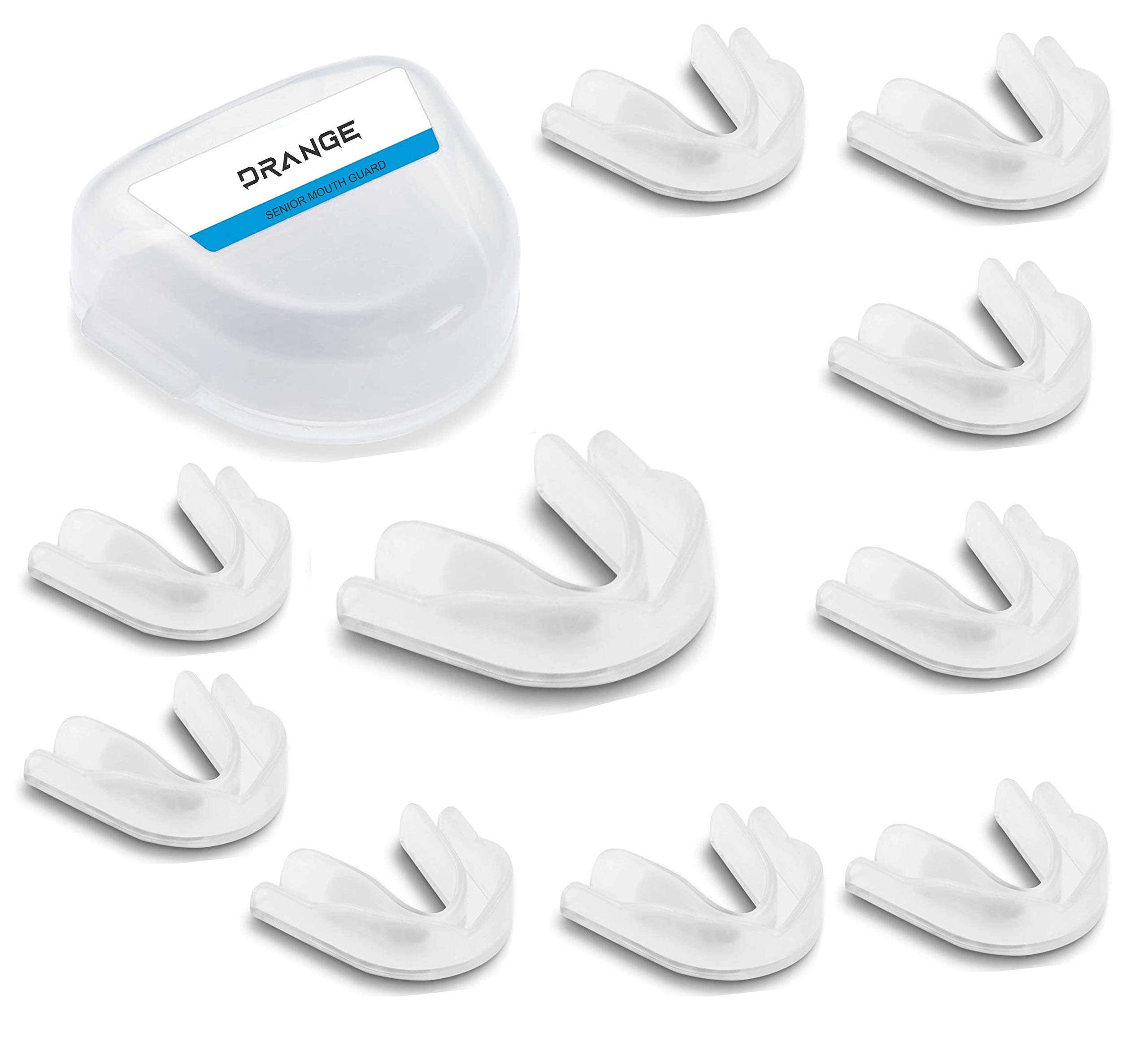 DRANGE Mouth Guard/Gum Shield - for boxing, MMA, rugby, muay thai, hockey, judo, karate martial arts and all contact sports Pack of 10 (Clear (White))