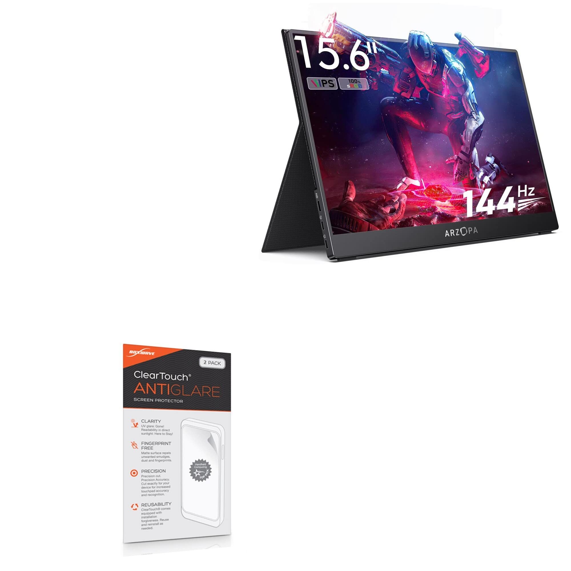 BoxWave Screen Protector Compatible with ARZOPA 144Hz Portable Gaming Monitor G1 Game (15.6 in) - ClearTouch Anti-Glare (2-Pack), Anti-Fingerprint Matte Film Skin