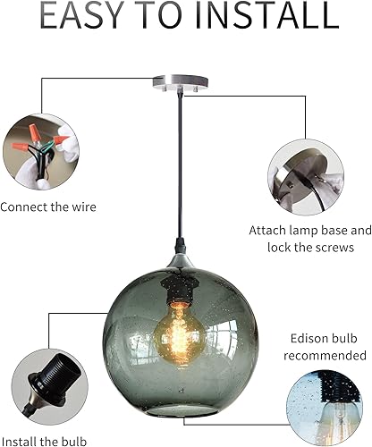 Miniatura 6 de ARIAMOTION Luces colgantes para isla de cocina, cristal soplado, mini globo, iluminación colgante de burbujas transparentes sobre el fregadero, mesa