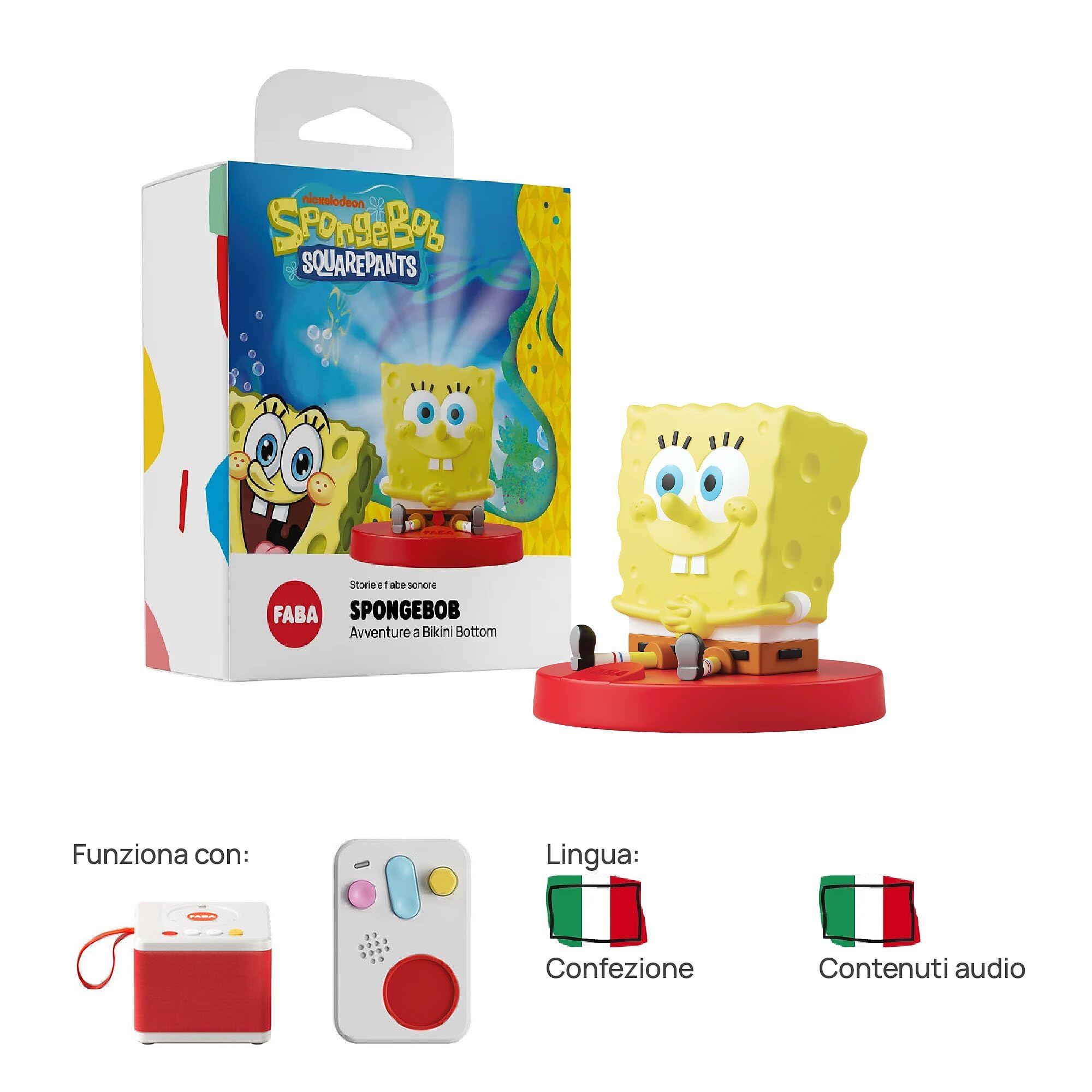 FABA Personaggio Sonoro – SpongeBob Avventure a Bikini Bottom – Storie e fiabe sonore per bambini e bambine 3-5 anni - Ascoltabile con il Raccontastorie e FABA+, gioco educativo versione italiana