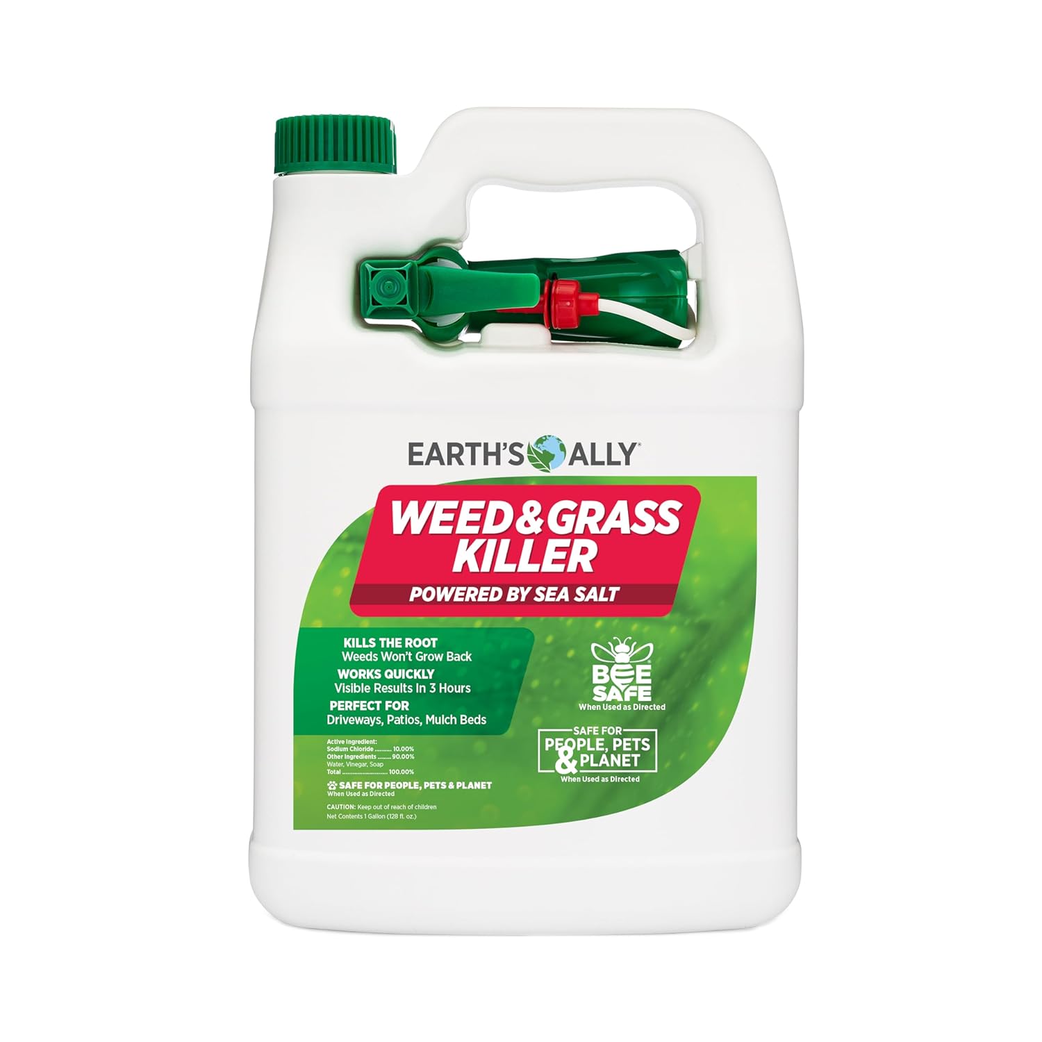 Earth's Ally Weed and Grass Killer 1 gal | Safe, Pet-Friendly Natural Weed Control Spray for Driveways & Sidewalks, Ready-to-Use - Bee Safe, No Glyphosate Weed Killer [OMRI - Amazon] - Amazon product rated Grade B