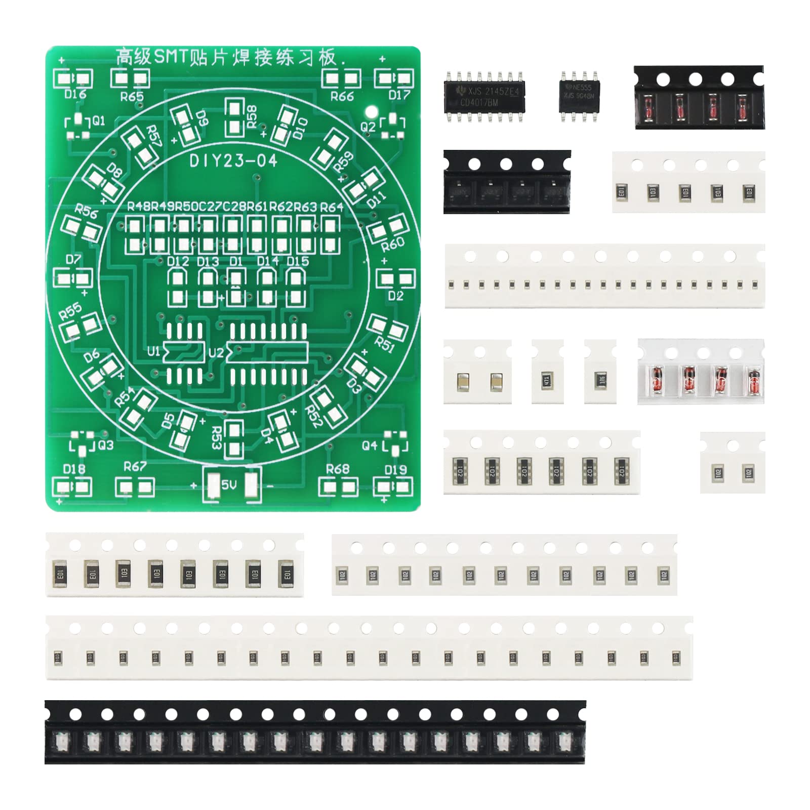 Yidab Soldering Practice Kit DIY Green PCB Circulate Flash Red LED SMD SMT Electronics Projects Soldering Kit Simple Welding Skills Learn Soldering Kit for Beginners (02G0402)