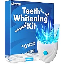 Teeth Whitening Kit for Sensitive Teeth: Nicwell LED Light +35% Carbamide Peroxide Whitening Gel &amp; 1 Desensitizing Pen - Dental Grade Results - Overnight Daily-use Aged 25-35 with Travel Case