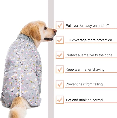 Miniatura 7 de Traje de recuperación para perros grandes y medianos después de la cirugía, suave y transpirable antilamidas, alternativa al collar electrónico y