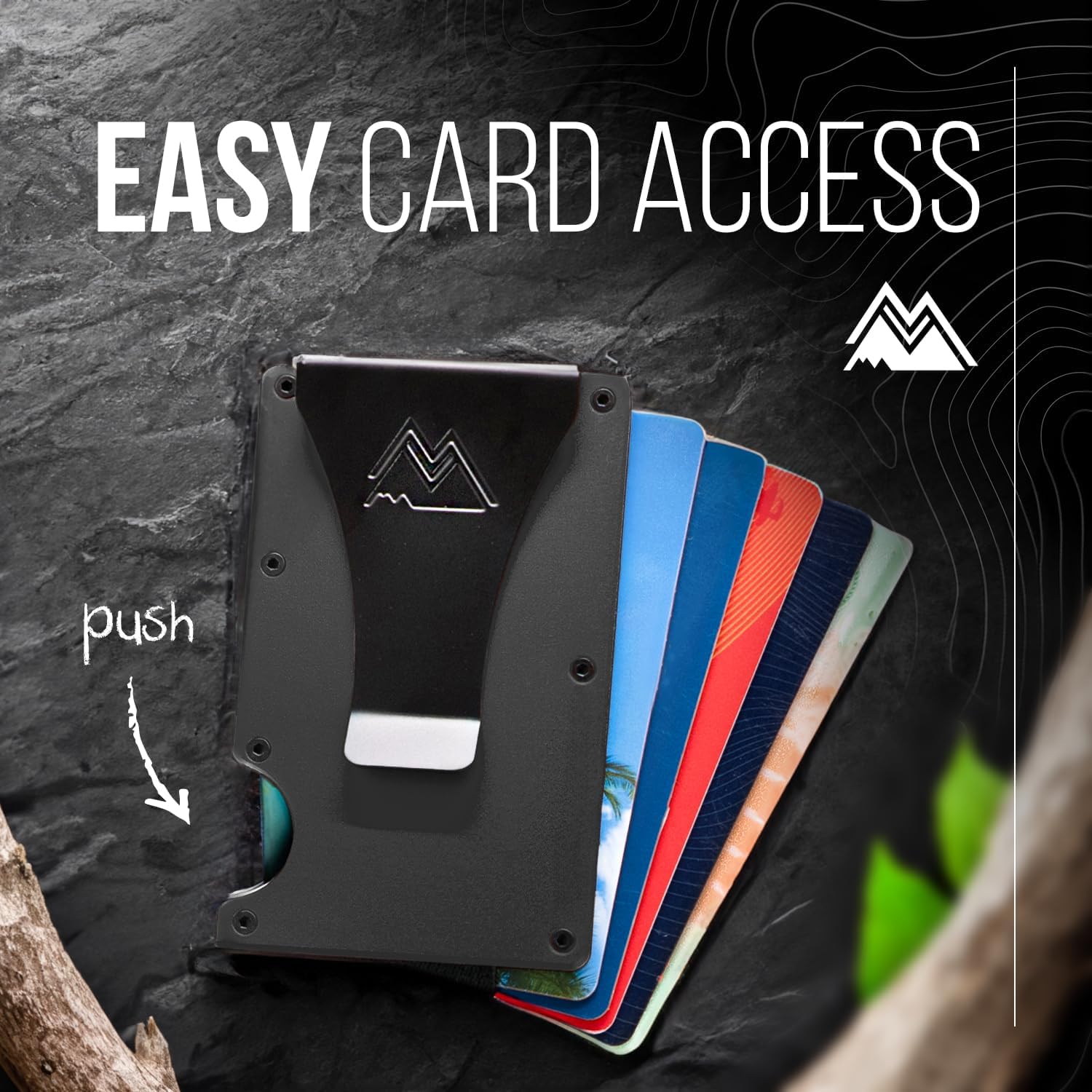 Mountain Voyage minimalistyczny portfel dla mężczyzn - wąski portfel RFID, odporny na zarysowania, etui na karty kredytowe i klips na pieniądze, łatwo wyjmowane pieniądze i karty, męskie portfele,