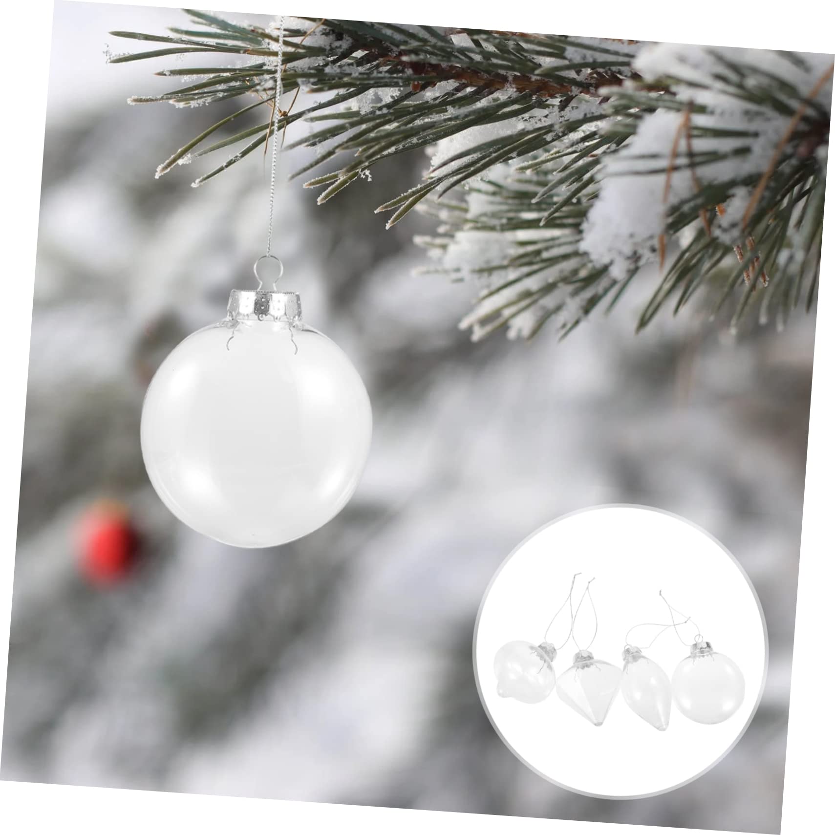 Cabilock 16 Piezas Bolas Transparentes para Colgar Adorno de Bola Rellenable Accesorios para Manualidades Navideñas Colgantes para Árbol de Navidad de Navidad para Pared y Manualidades